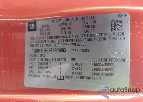 2016 Chevrolet Colorado Z71 z USA, uszkodzony, nr VIN 1GCHTDE32G1289083